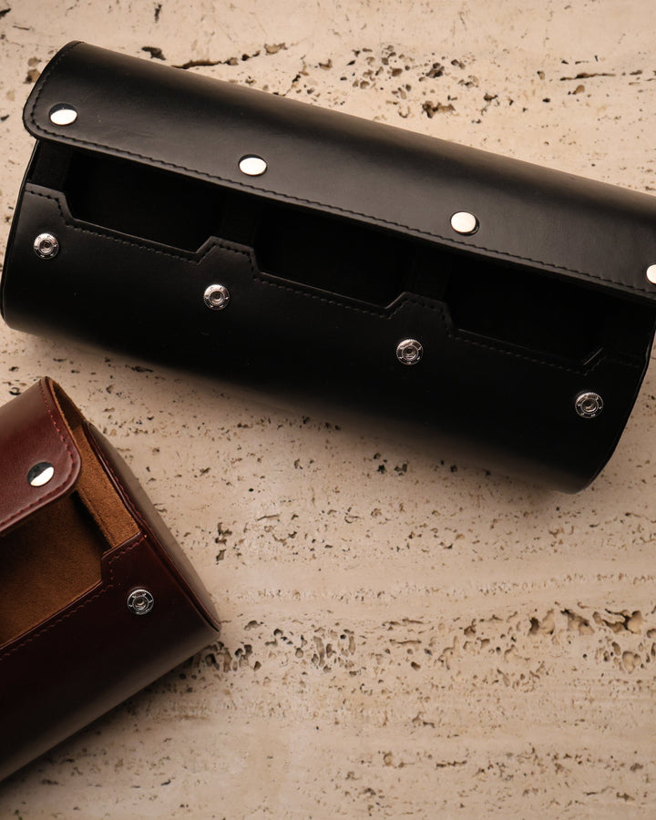 Black Leather Watch Rolls